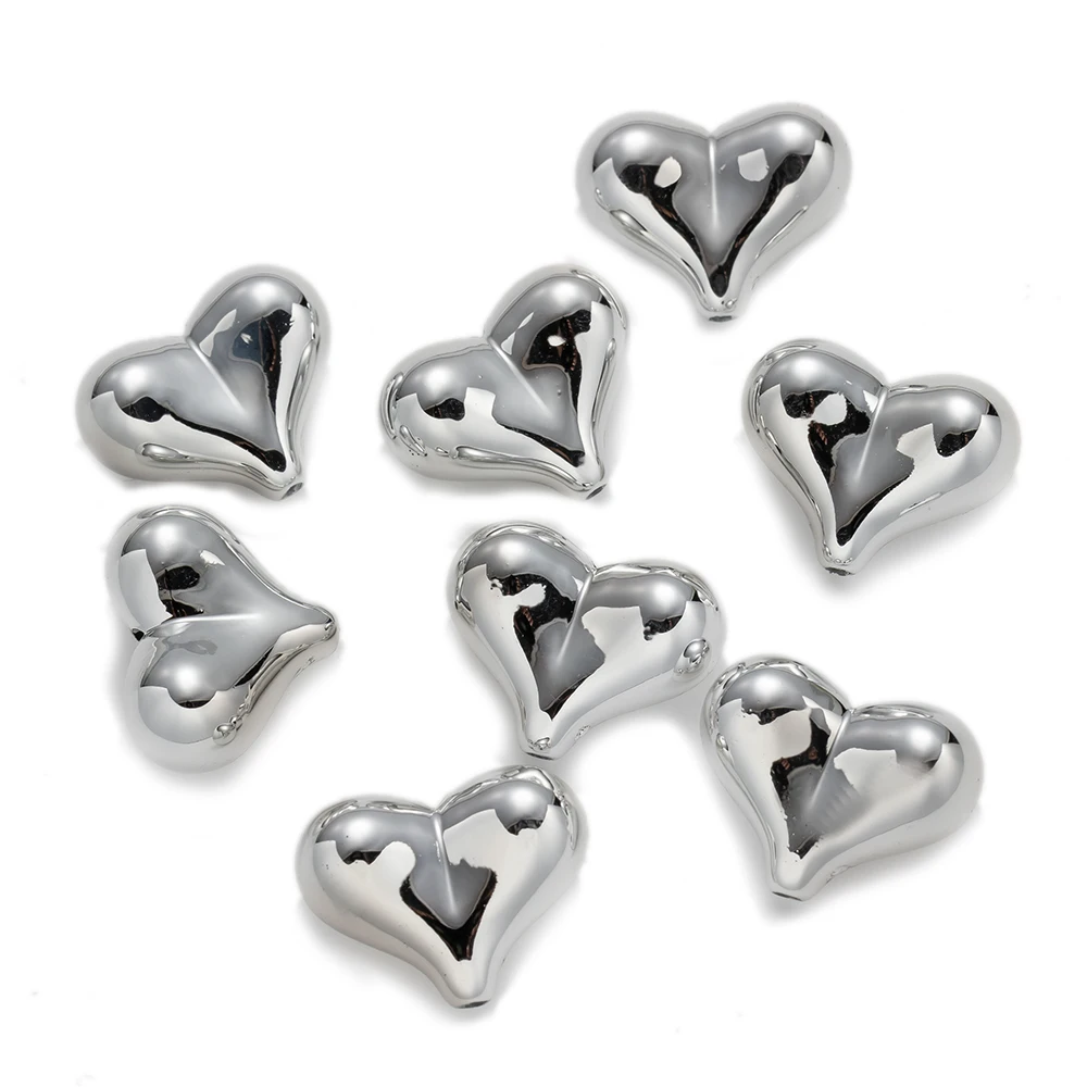 10pcs Y2K Heart Shaped Acrylic Beads Charming Loose Spacer for DIY Necklace Bracelet Jewelry Phone Strap Craft Decor Making