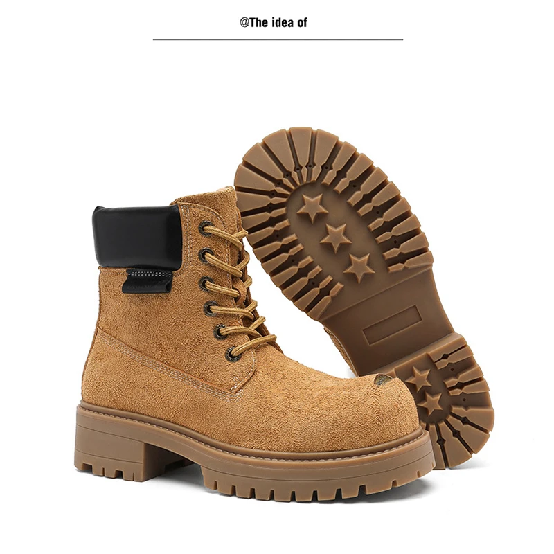 

Модные дизайнерские ботинки с большой головкой, женские ботильоны в британском стиле на массивной подошве, удобные нескользящие рабочие ботинки в стиле ретро