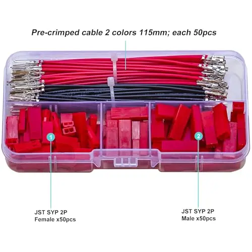 Jst Connectorset 2.5Mm Pitch JST-SYP 2.54 Mannelijke Vrouwelijke Connector Met Premium 22awg Voorgekrompen Verlengkabels (Syp-Kit)