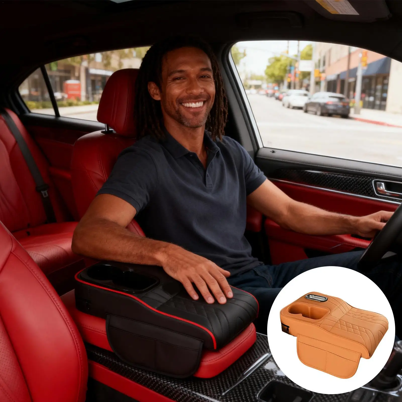 Center Console Cover Pad All-Season Vehicle Interior Auto Center Console Pad Cup Holder For SUV Truck Sedan Minivan Commuting
