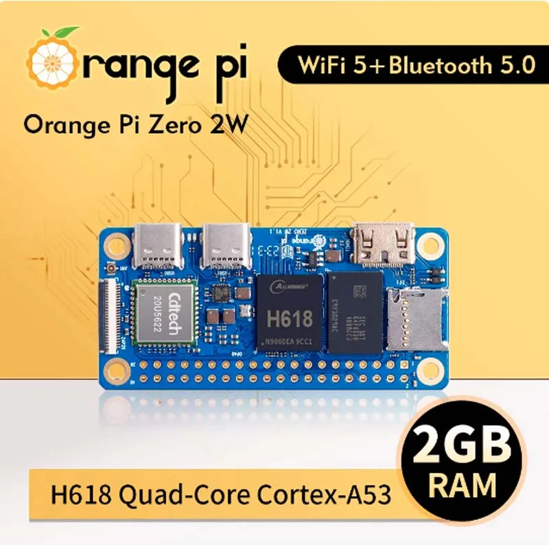 Orange Pi Zero 2 W 2GB RAM DDR4 Mini PC Allwinner H618 Orange Pi Zero 2W WiFi Bluetooth SBC Single Board Computer Zero2W