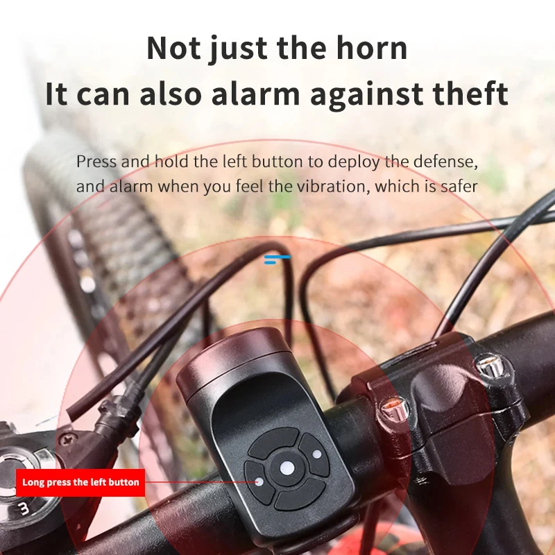 OFFBONDAG Bicycle Bell Rechargeable Bike Motorcycle Electric Anti-theft Alarm Horn Loud Alarm Ring Road Bicycle Accessories