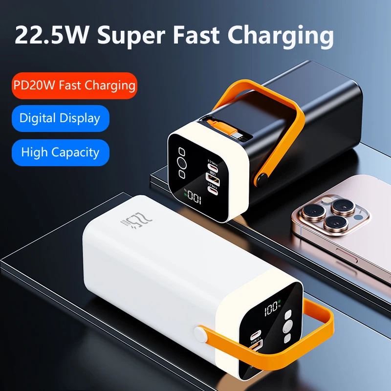 

Power Bank 20000/50000mAh Portable USB C PD 22.5W Fast Charger Powerbank for iPhone Samsung Huawei Xiaomi External Spare Battery