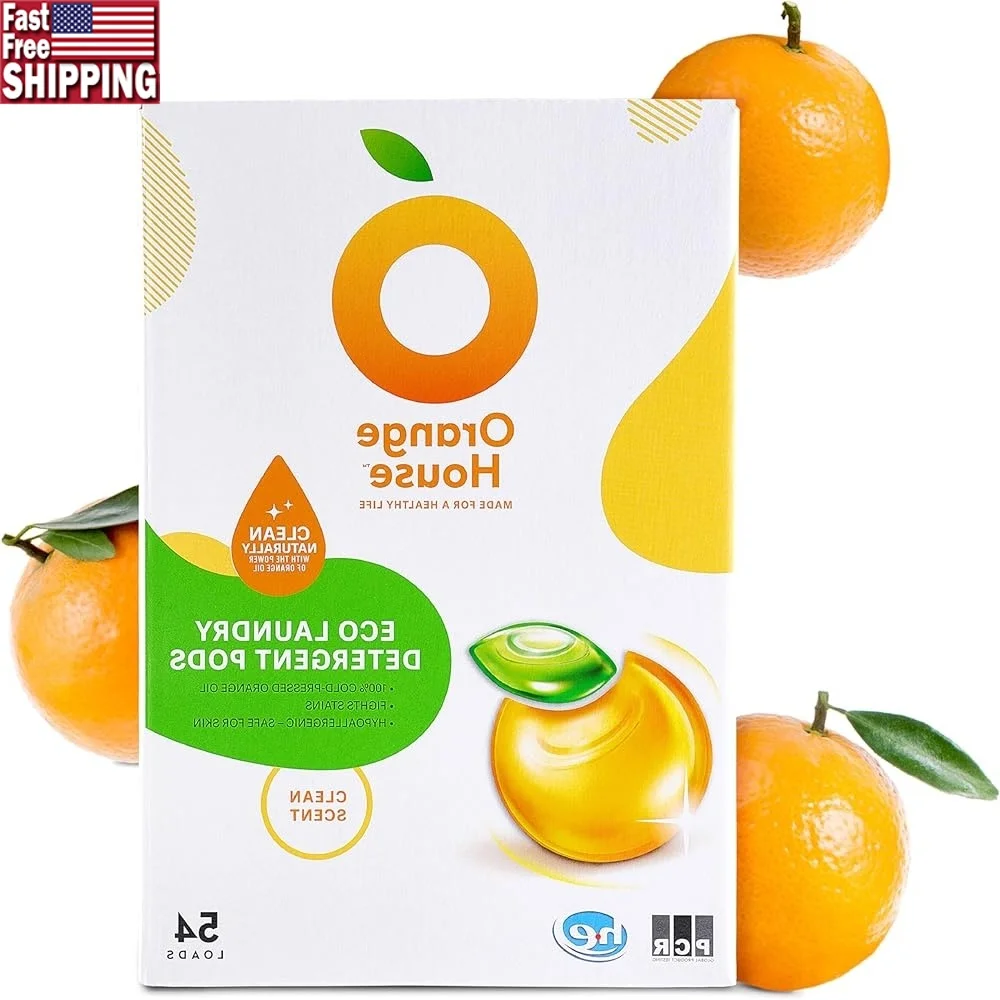 

Натуральные стручки для стирального порошка на растительной основе с ароматом цитрусовых, гипоаллергенные, нетоксичные, HE, безопасные для детей, 54 шт., экологически чистая чистка