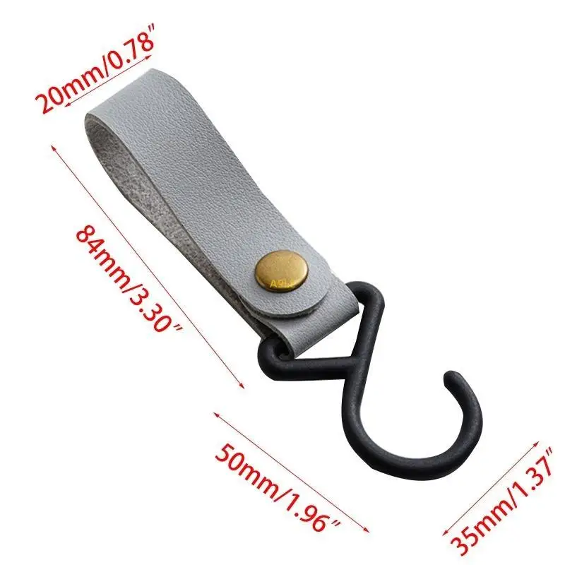 Plastic S Hooks Baby Bag Stroller Hook Pram Hook with Leather Strap Hanging Rack