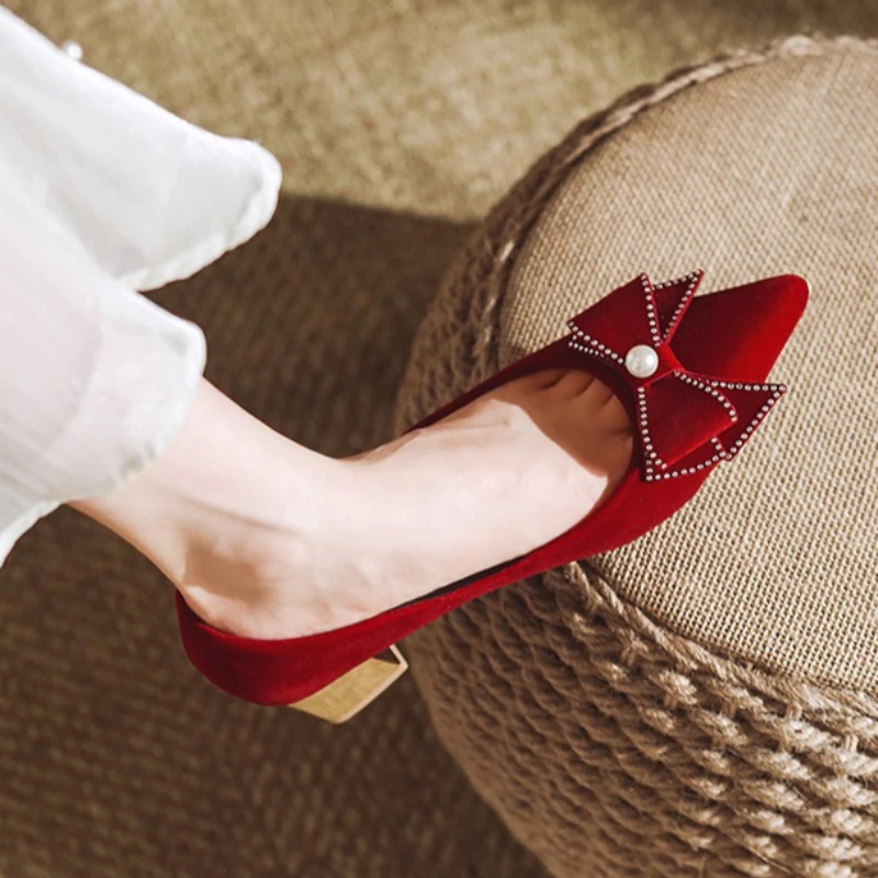 

Роскошные женские туфли на высоком каблуке 2026: Новые удобные свадебные туфли с острым носком, туфли-лодочки с бантом для женщин, повседневная и вечерняя обувь