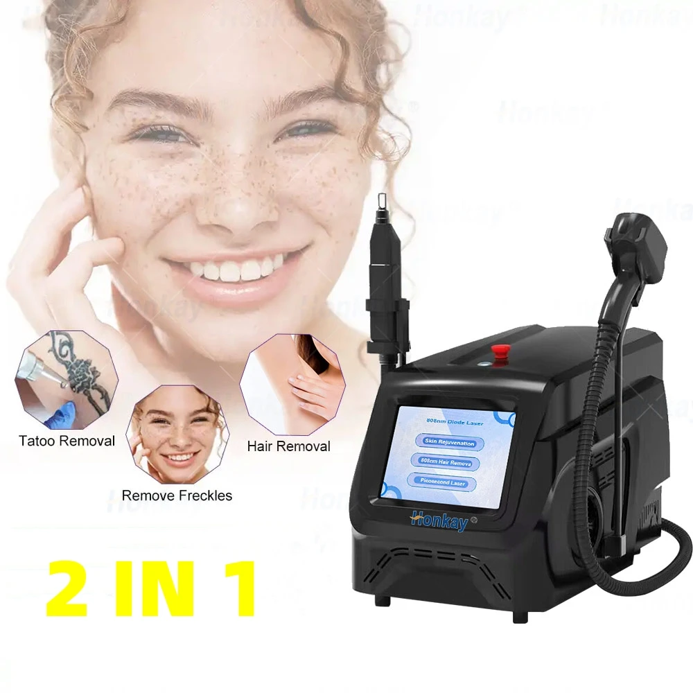 Portable 2 In 1 808nm Ice Hair Removal Permanent Tattoo Removal for All Skin Multifunction Whitening Skin Rejuvenation Machine