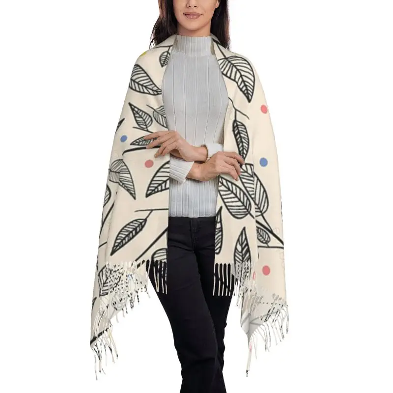 Cartoon leaves printing new Wraps model Scarf Cashmere Woman Wool Ladies Scarf Warm Scarf Women's Winter Scarves Autumn