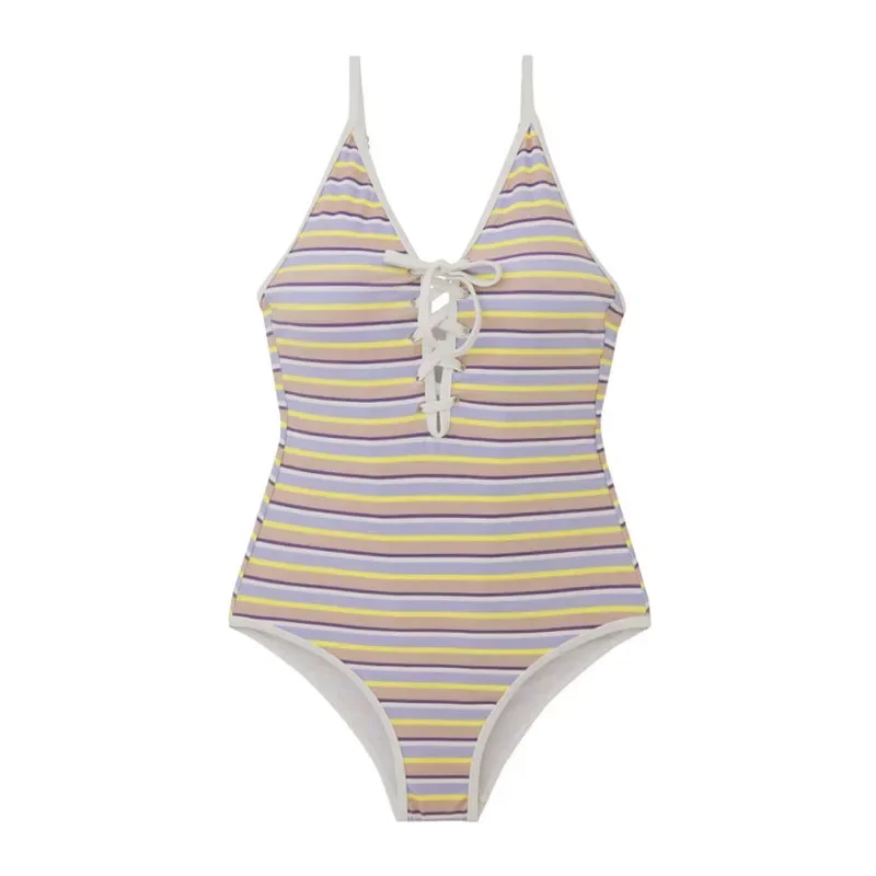 2025 เซ็กซี่ลูกไม้ขึ้นด้านหน้าชุดว่ายน้ําว่ายน้ําสไตล์เกาหลีลาย Monokini ชุดว่ายน้ําผู้หญิง One Piece ชุดว่ายน้ําชายหาด
