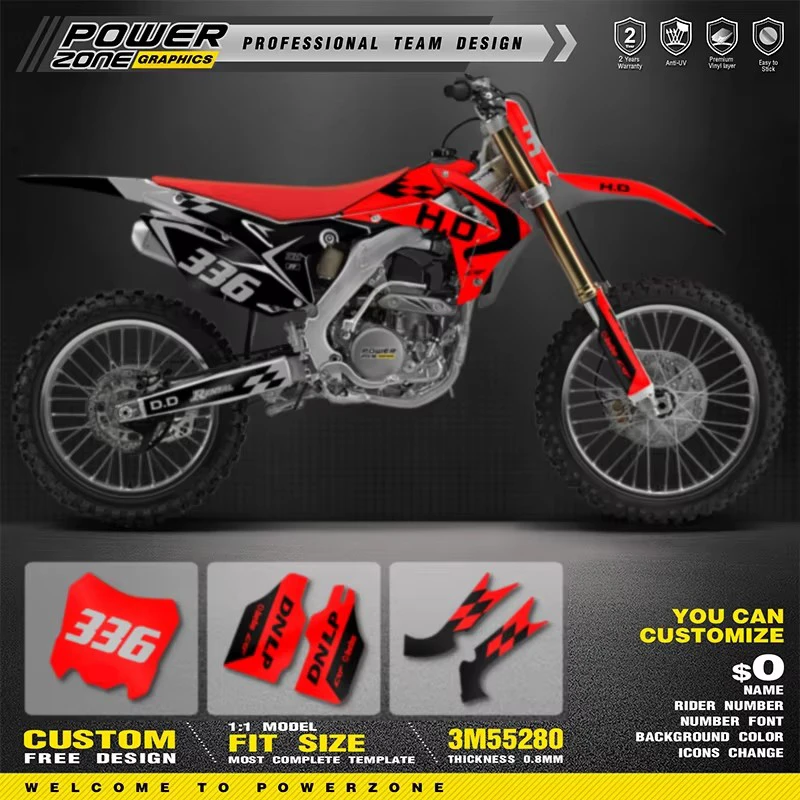 

PowerZone Full Graphics Background Decals Stickers Kit For HONDA 2014-2017 CRF250R 2013-2016 CRF450R Motorcycle Background 132