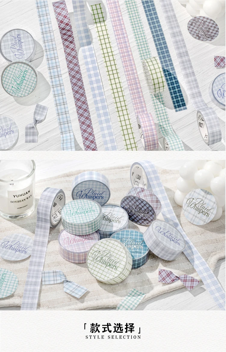 Journal GO 1,5 cm x 2 m kariertes Washi-Tape für Scrapbooking, Collage, Junk Journaling, selbstklebendes Masking Tape, niedliches Klebeband, Schreibwaren – Detail 11