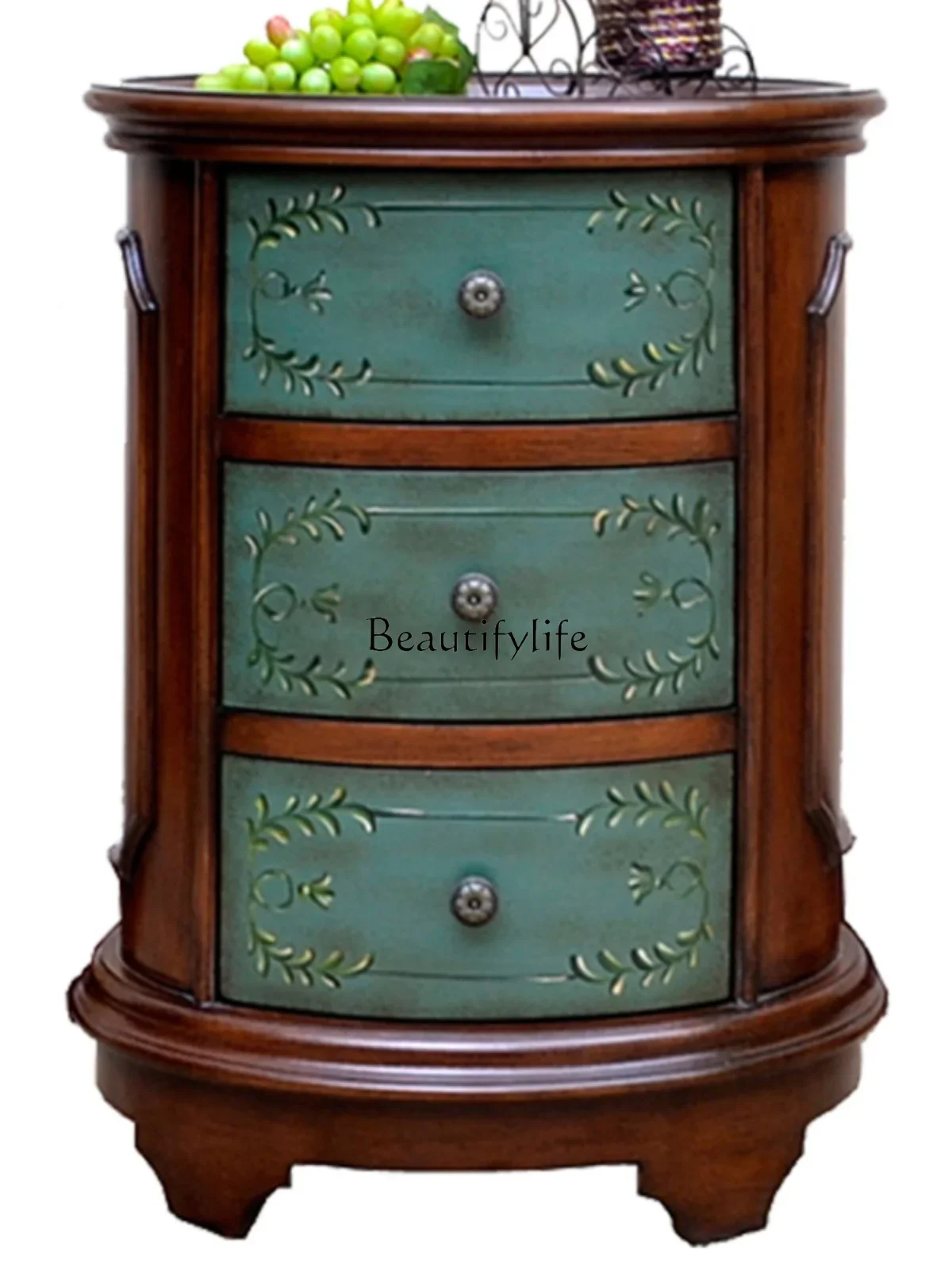 12American Living Room Small Coffee Table Painted Solid Wood Storage Cabinet European Style Side Cabinet
