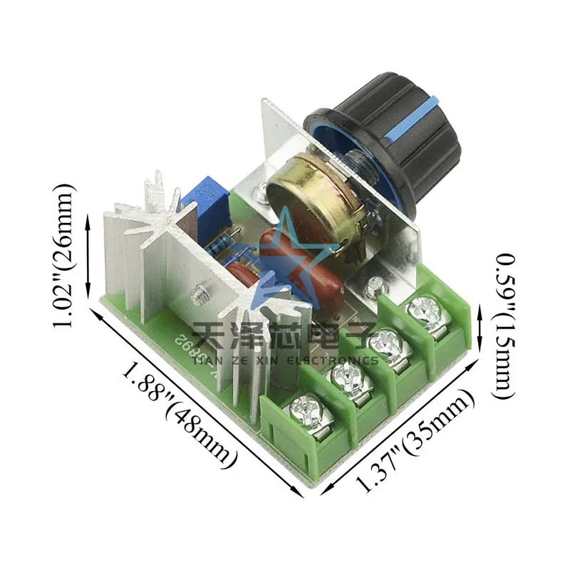 Thyristor impor daya tinggi 2000W, Regulator tegangan Digital, Peredupan, regulasi kecepatan, regulasi suhu, versi andal tinggi