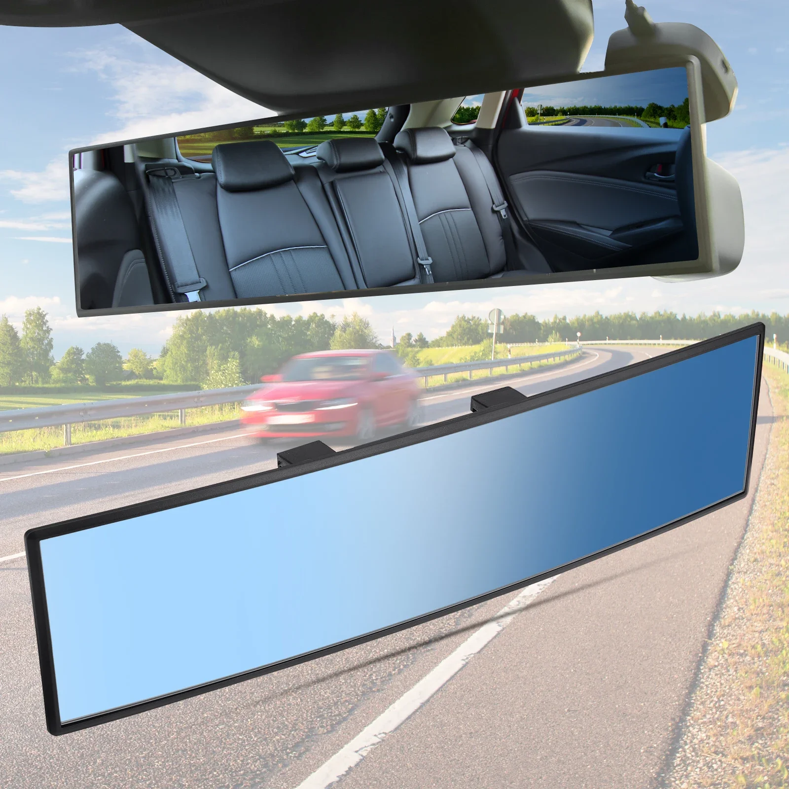 

Universal Rear View Mirror 30cm Panoramic Convex Rearview Mirror For Car SUV Truck Anti-glare Clip-on Wide Angle Interior Mirror