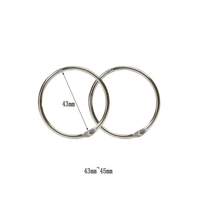 1000pcs 43mm Metal Silver Loose-leaf Book Binder Hinged Rings Keychain Album Ring Binders Craft Photo Album Circle Clips