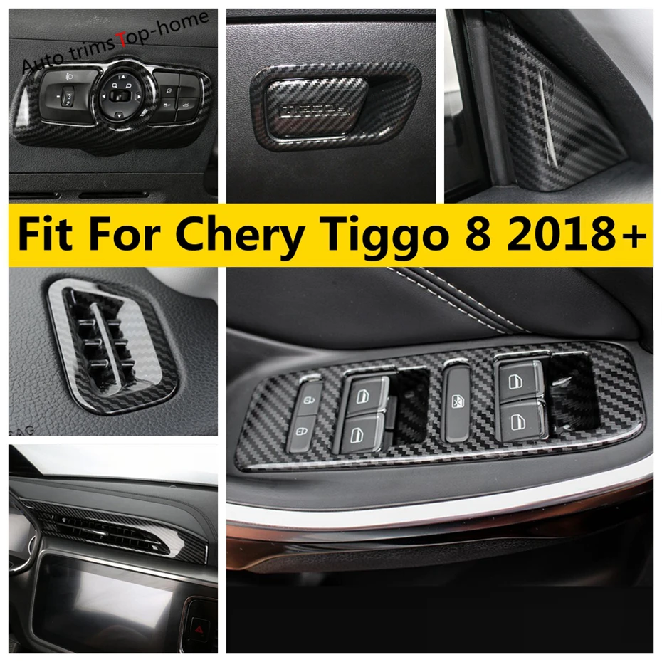 Window Lift Button / Pillar A / Light Control Switch / Dashboard / Glove Storage Box Cover Trim For Chery Tiggo 8 2018 - 2020