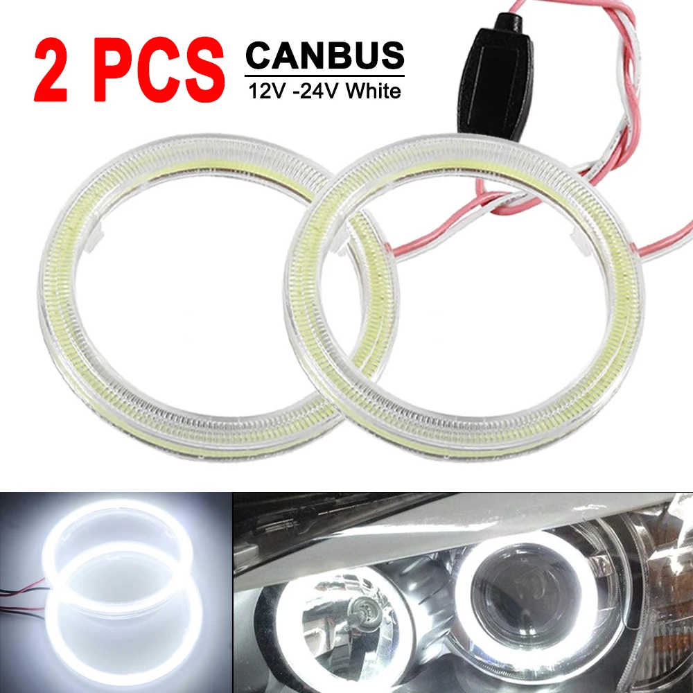 

Светодиодные лампочки для Angel Eye для автомобилей, DRL COB, 12V, 24V, 7000K, белый, 60 мм, 70 мм, 80 мм, круглые дневные ходовые огни, формовочные сауны, противотуманные фары, 2 шт.