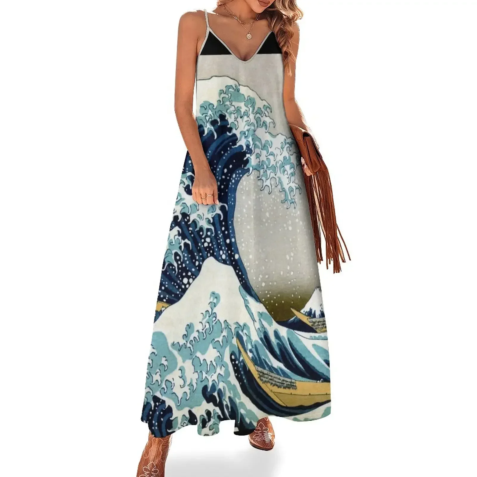 

The great wave, famous Japanese artwork Sleeveless Dress wedding dresses for woman Summer skirt Dress