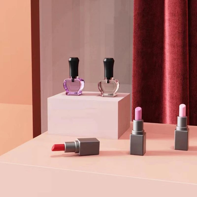 ** 1Set 1:12 Dollhouse Miniature Cosmetic Lipstick Pressed Powder Perfume Makeup Brush Model Doll Makeup Scene Decor Accessories view 4
