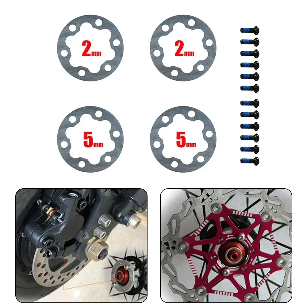 4PCS  Electric Bike Scooter Brake Gasket Spacer 2/5mm 6 Holes Disc Washer For E-Bike Cycling Brake Pads Accessories