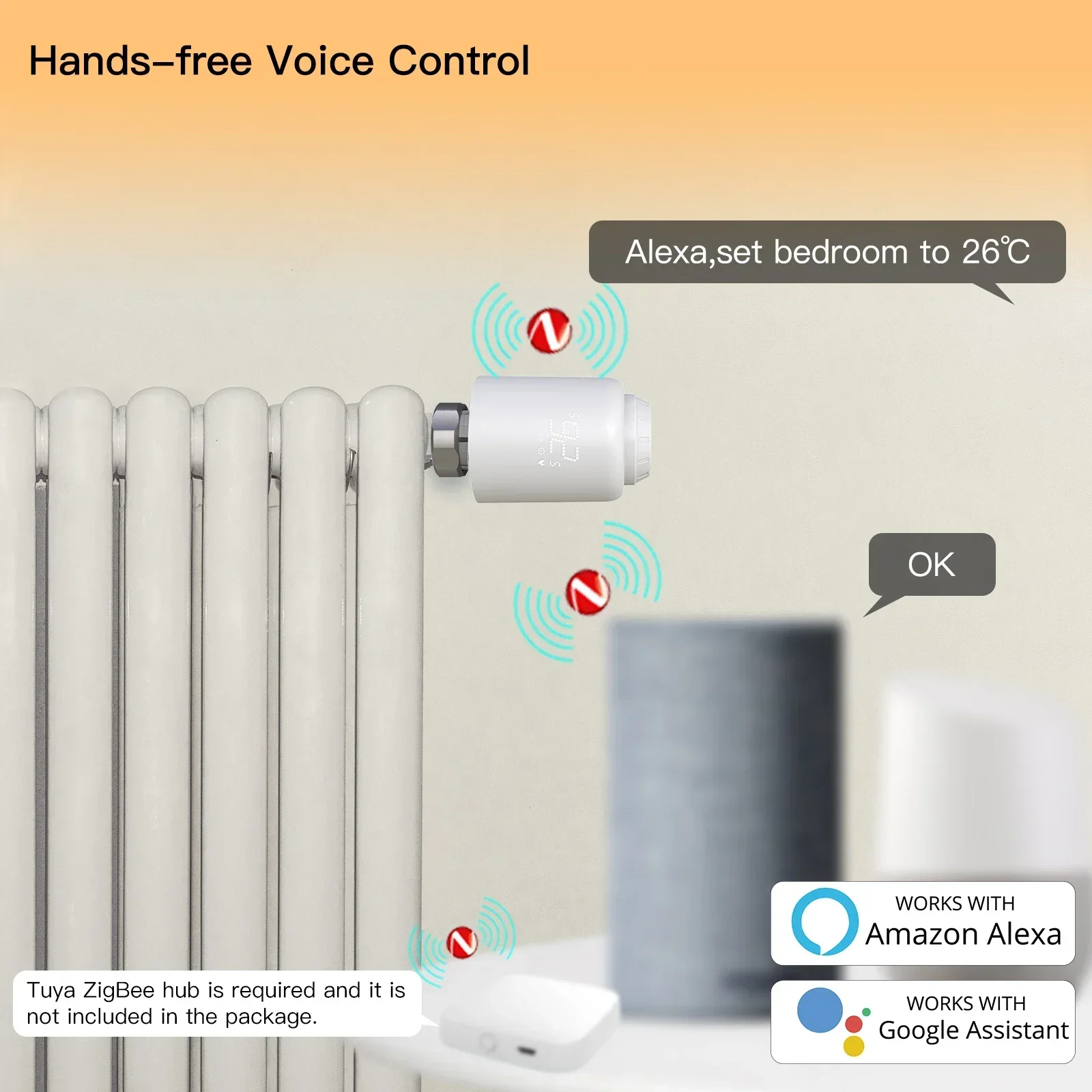 MOES Tuya ZigBee Valvola termostatica per radiatore SmartLife Regolatore di temperatura per riscaldamento remoto wireless Controllo vocale Alexa