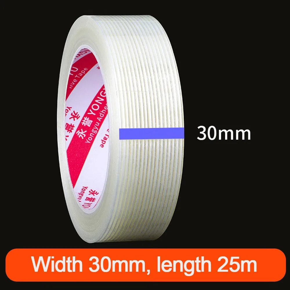 New Strong Stripes Fiberglass Tape Single-sided 25M Lithium Battery Pack Wrap High Temperature Resistance Strong Adhesive Tape