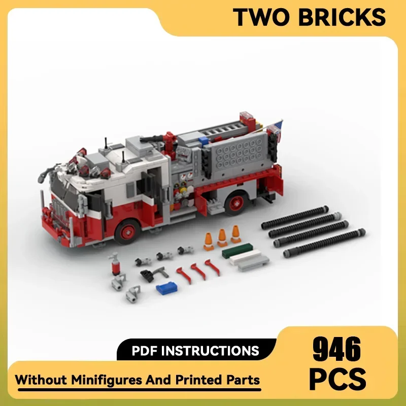 Car Model Moc Building Bricks New York Fire Brigade Engine 34 Technology Modular Blocks Gifts Christmas Toys DIY Sets Assembly