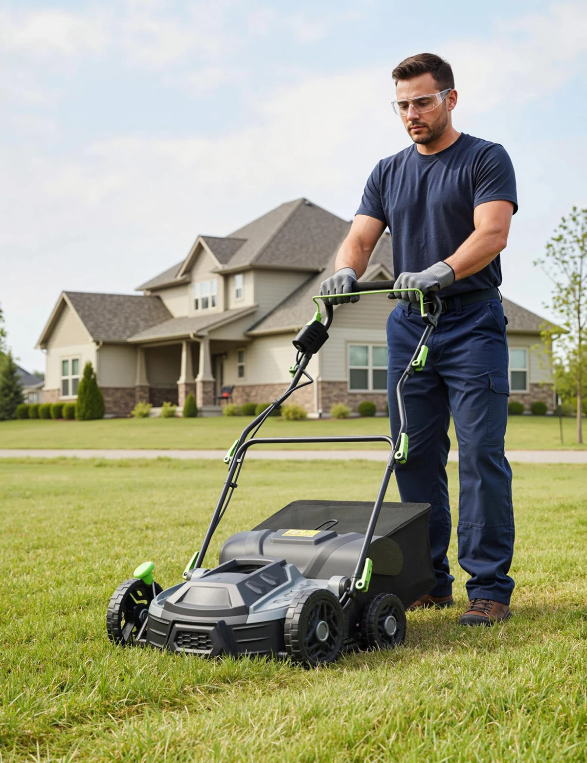15.5 Amp 14-Inch Electric Lawn Dethatcher Scarifier, Corded Lawn Aerator With 14.5 Gal Bag, 5-Depth Adjustable Handle