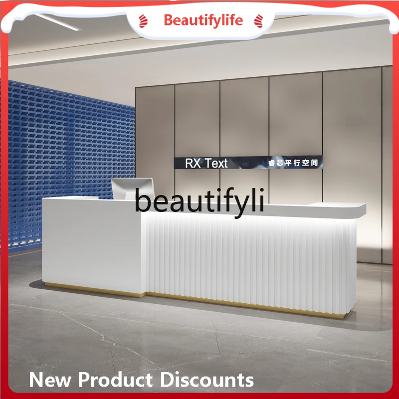 

E1001 ss Modern Minimalist Company Front Desk Reception Desk Painted Office Bar Counter Clothing Store Hotel Cashier Counter