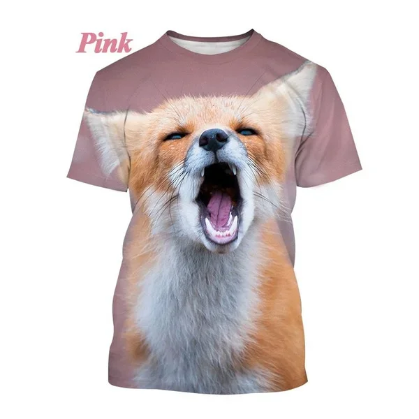 New Summer Animal Fox 3D Printing T-shirt Fashion Cool T-shirt Men\'s Personality Short-sleeved