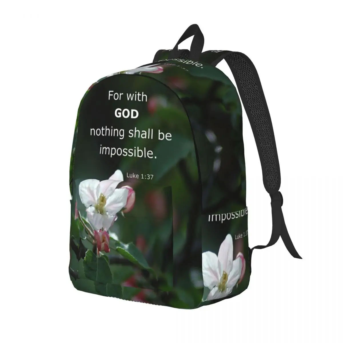Bible Verse Floral With God All Things Are Possible Backpack Daypack  Kids BookBag School Bag Shoulder Bags for Boys Girls