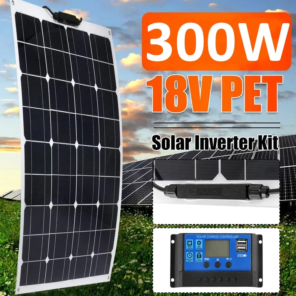 300W Semi-flexible Solar Panel Monocrystalline Solar Panel Outdoor Solar Power Emergency Charging for Car Yacht RV Boat Charging