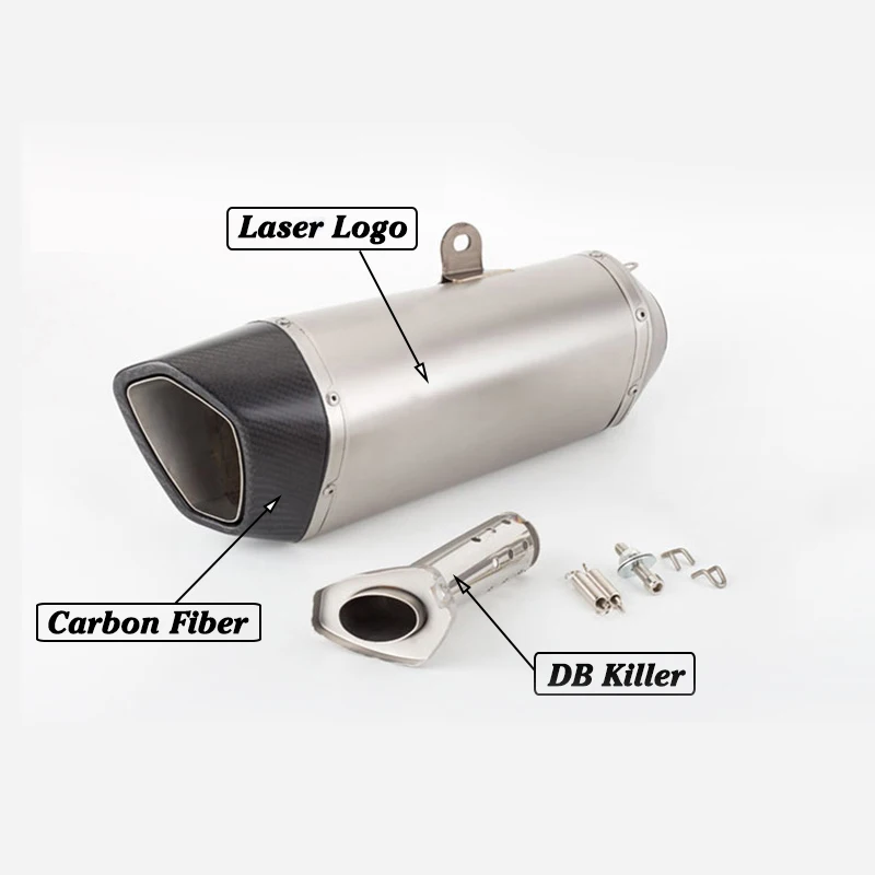 51mm  Motorcycle Exhaust  Muffler 405mm Big Pipe Stainless Steel Carbon Fiber 600CC For Yamahaa R1 R6 R3 FZ1N FZ8N ER6N