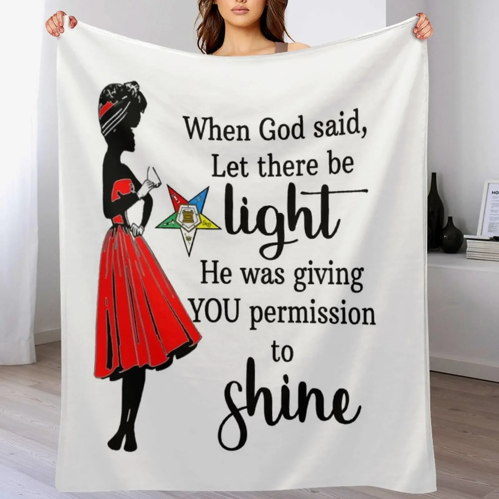 

OES Order Of The Eastern Star Logo Shine Freemason Throw Blanket Sofa Flannels Polar Blankets