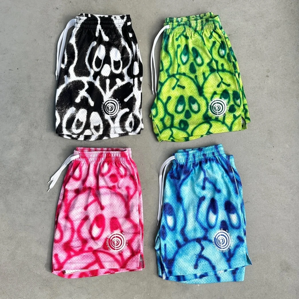 

Street Punk Skateboarding Culture Y2K Psychedelic Retro Futuristic Feel Men's Athleisure Shorts Summer Quick-drying Lightweight