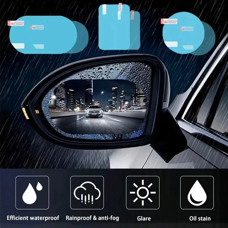

2Pcs Car Rearview Mirror Rainproof Film Side Window Water Repellent Film Reverse Reflector Anti Fog Clear Water Rainproof Film