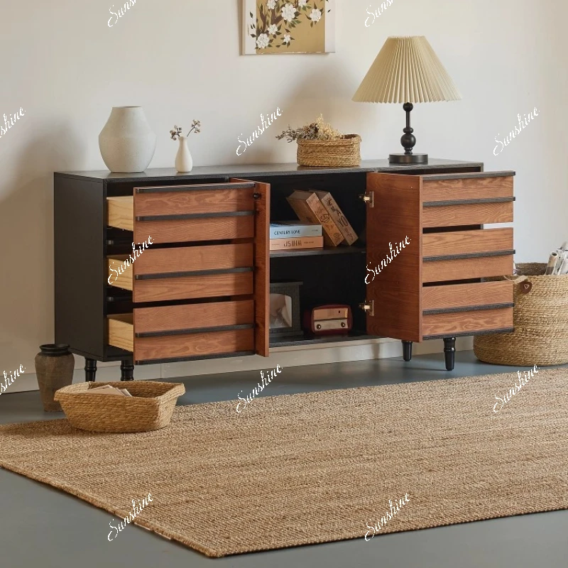 

Living room household storage cabinet double door ash wood grain sideboard