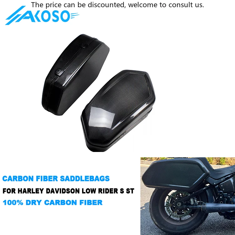 

AKOSO Carbon 100% Autoclave Real 3K Dry Carbon Fiber Motorcycle Saddlebags For Harley Davidson Softail Low Rider S ST 2022 -2025