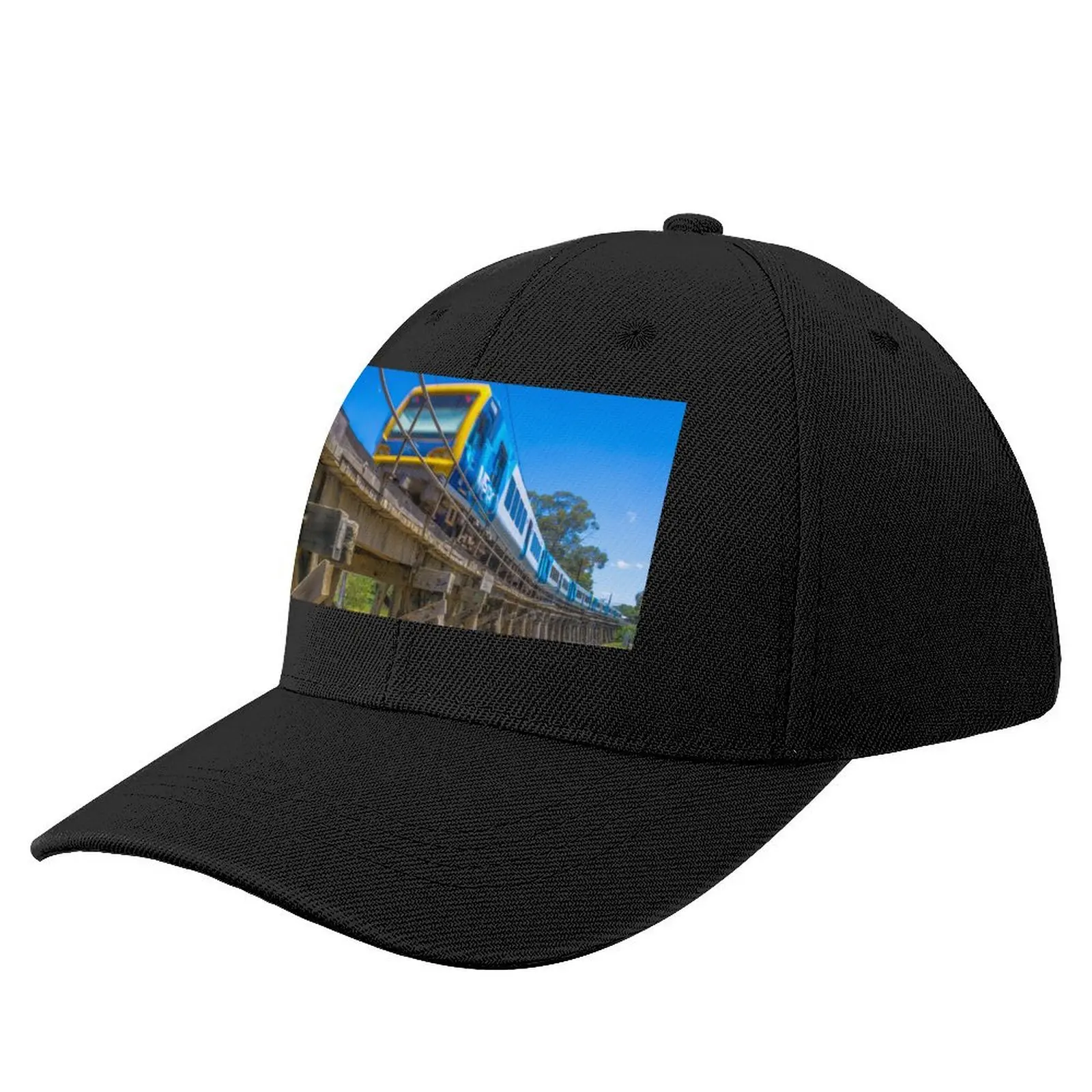 Melbourne Metro Train on Trestle Bridge - Eltham, Victoria Baseball Cap Luxury Brand Beach Bag Caps For Men Women's