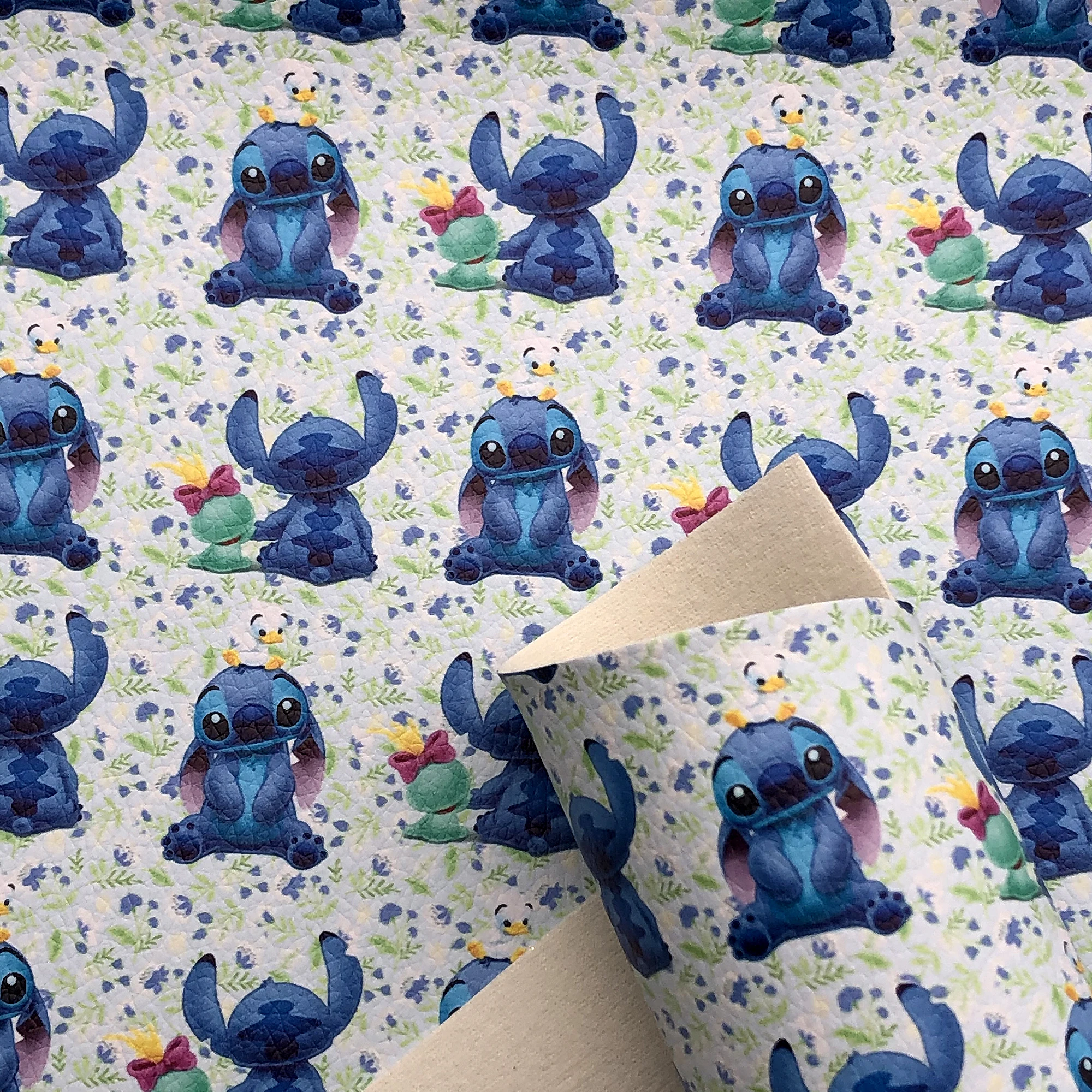 Disney Lilo and Stitch 20*33cm Faux Leather Sheets Lychee Synthetic Leather Fabric Sheet Making Earrings Bows Crafts Material