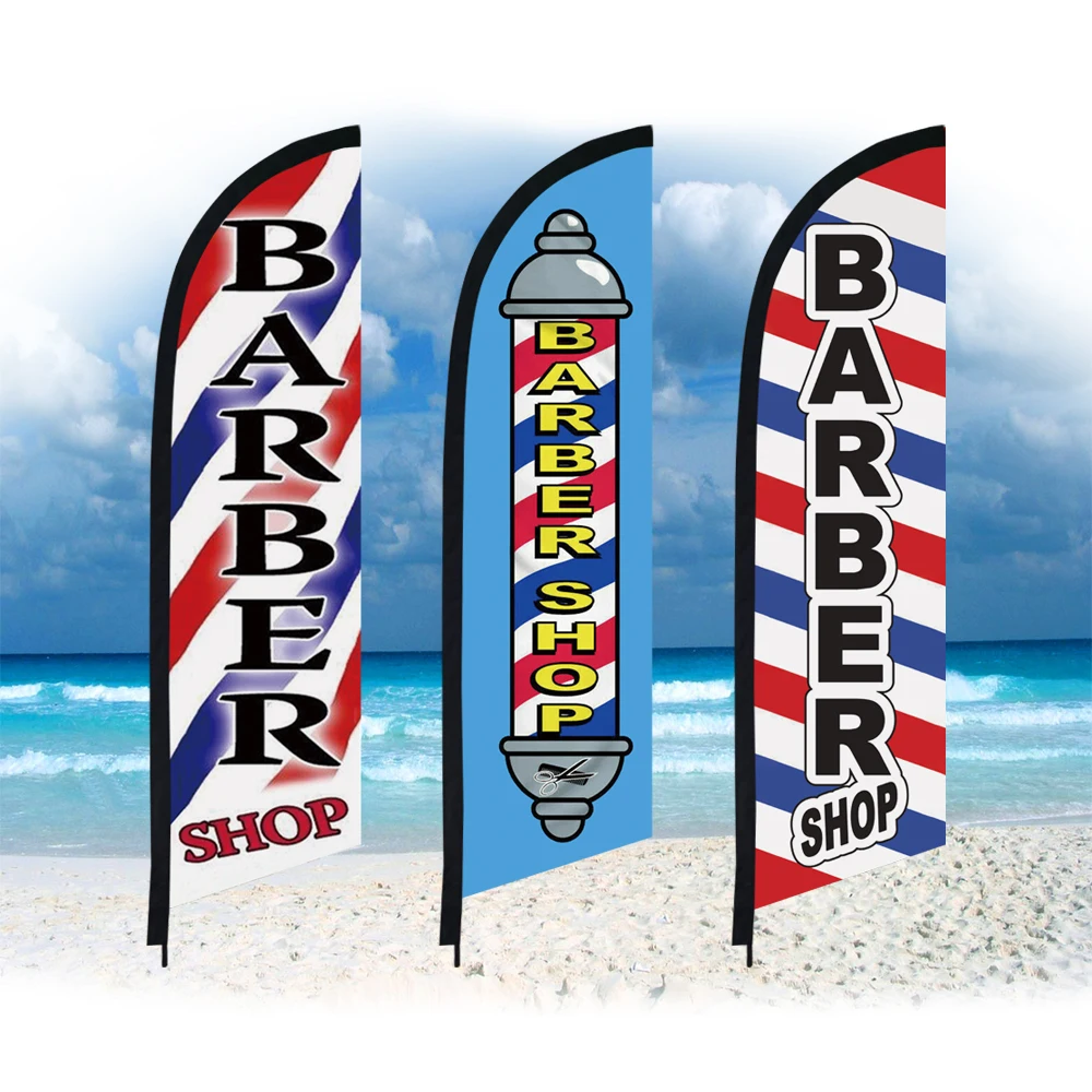 Bandeira de pena personalizada sem pólo, Decoração de barbeiro, Apenas Swooper, Bandeira de praia, Esporte ao ar livre, Publicidade