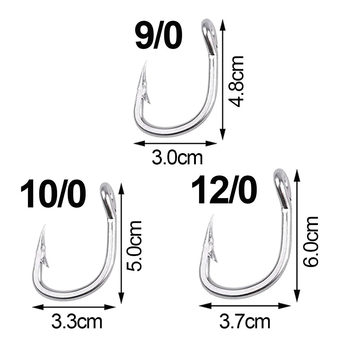 50PCS 3X Saltwater Circle Hooks Live Bait Fishing Hooks Super Stainless Steel Big Game Fish Hooks for Tuna Fishing 2/0-12/0