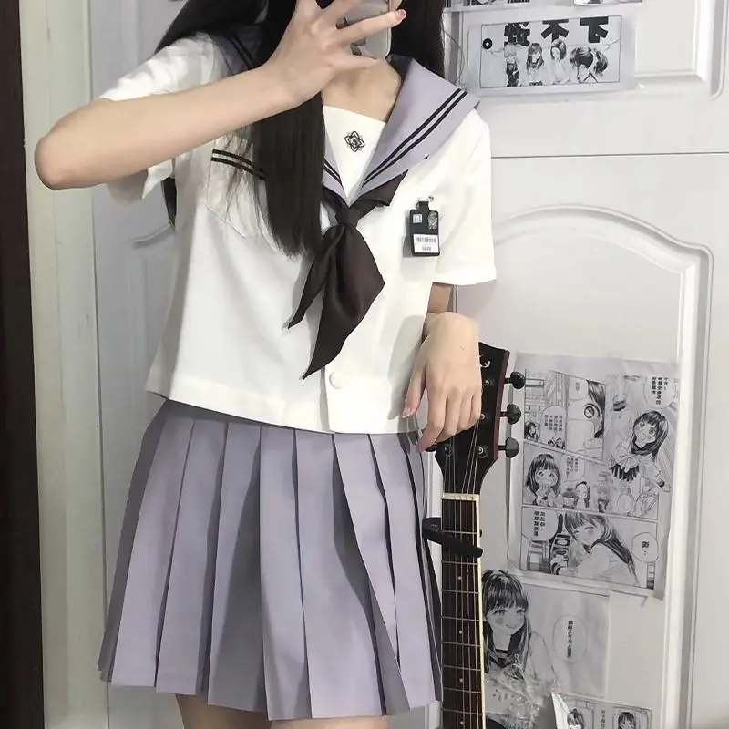 Uniforme Escolar de marinero de estilo Preppy japonés, uniforme de costura japonesa JK, traje de camisa de manga corta, nuevo, 2024