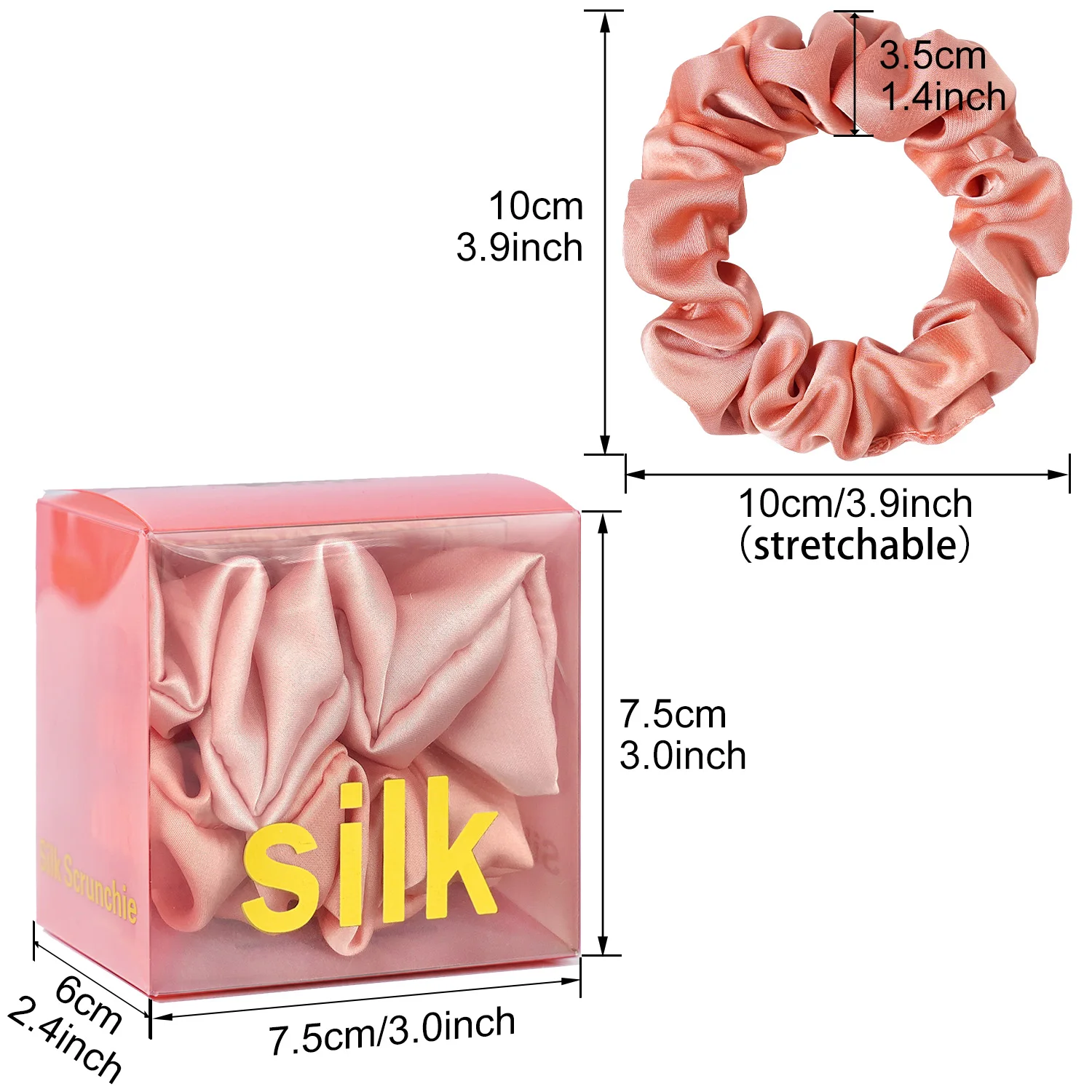 2PCS/Box Korean Fashion Pure Mulberry Silk Hair Scrunchie Handmade Hairbands Women Girl HairTies Ponytail Holders Accessories