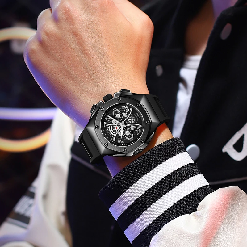 LIGE New Sport Watches For Men Luxury Military Silicone Wristwatch Male Clock Fashion Chronograph Mens Watch Relogios Masculino