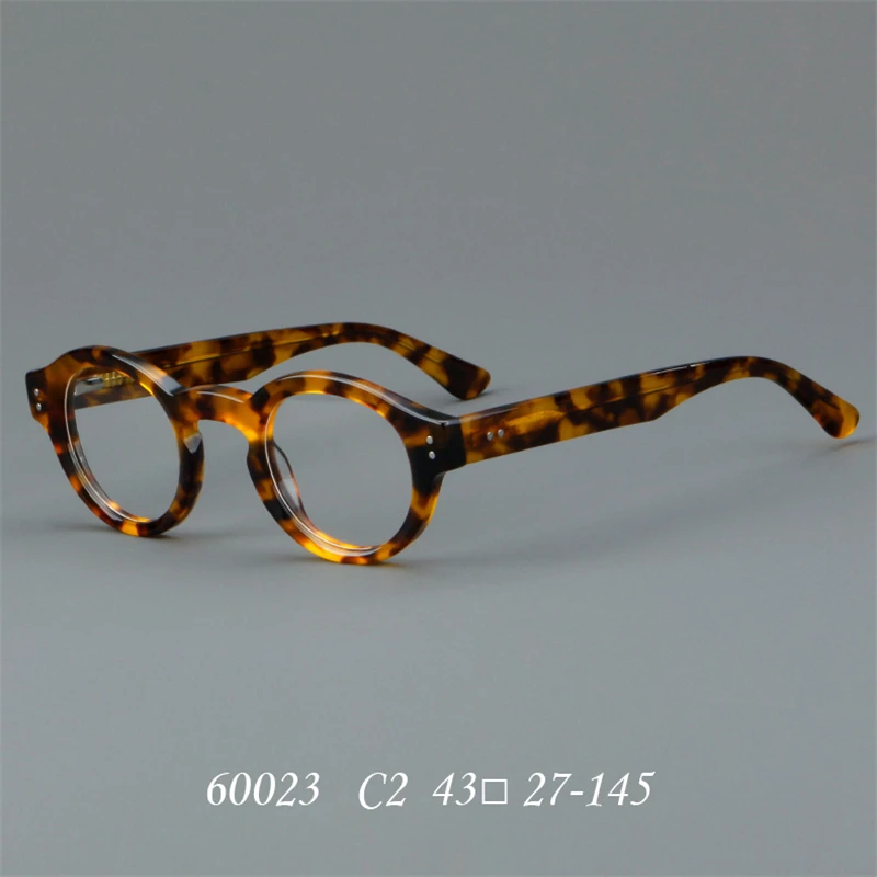 Acetate Tortoise Color Retro Round Optical Prescription Men Eyelasses Frame Women Vintage Glasses Prescription Frame