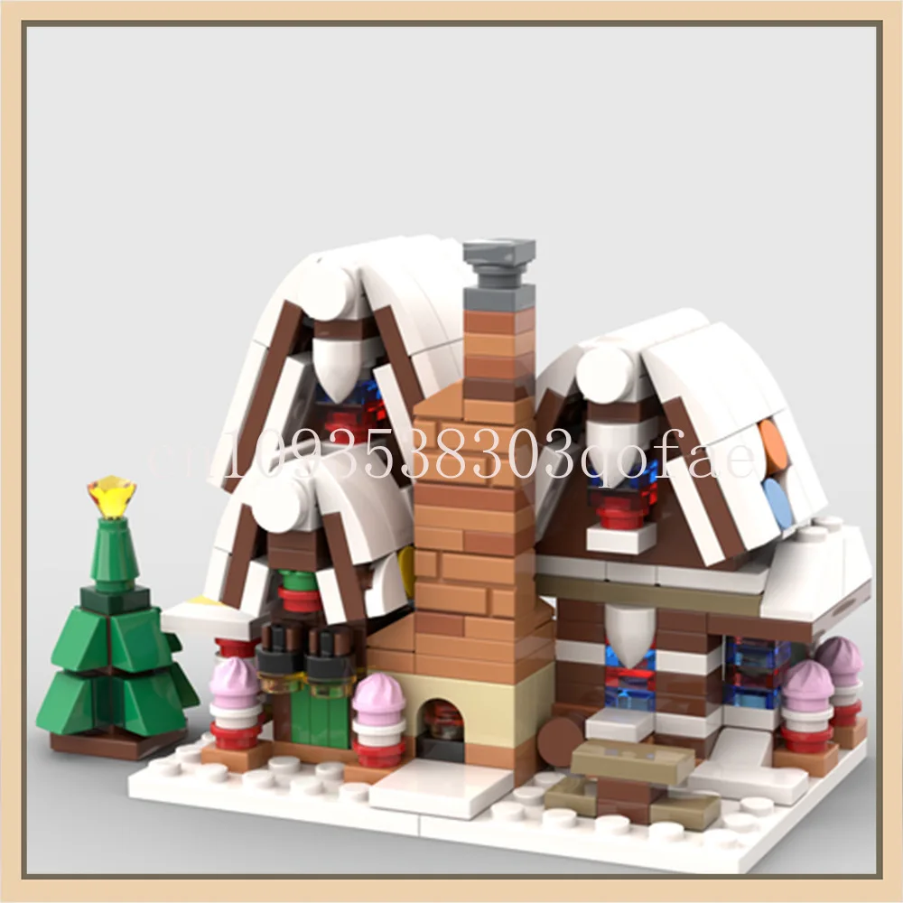 

MOC- 113279 Строительные блоки, модель пряничного дома, мелкие частицы, набор строительных блоков Street View, подарок