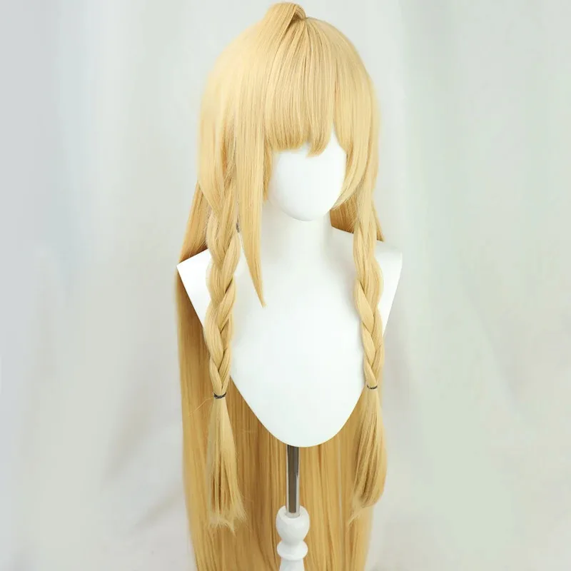 Qq28LQSaileach Cosplay Perucas Arknights Saileach Role Play 140cm Mulheres Longa Reta Peruca Loira Resistente ao Calor Cabelo Sintético