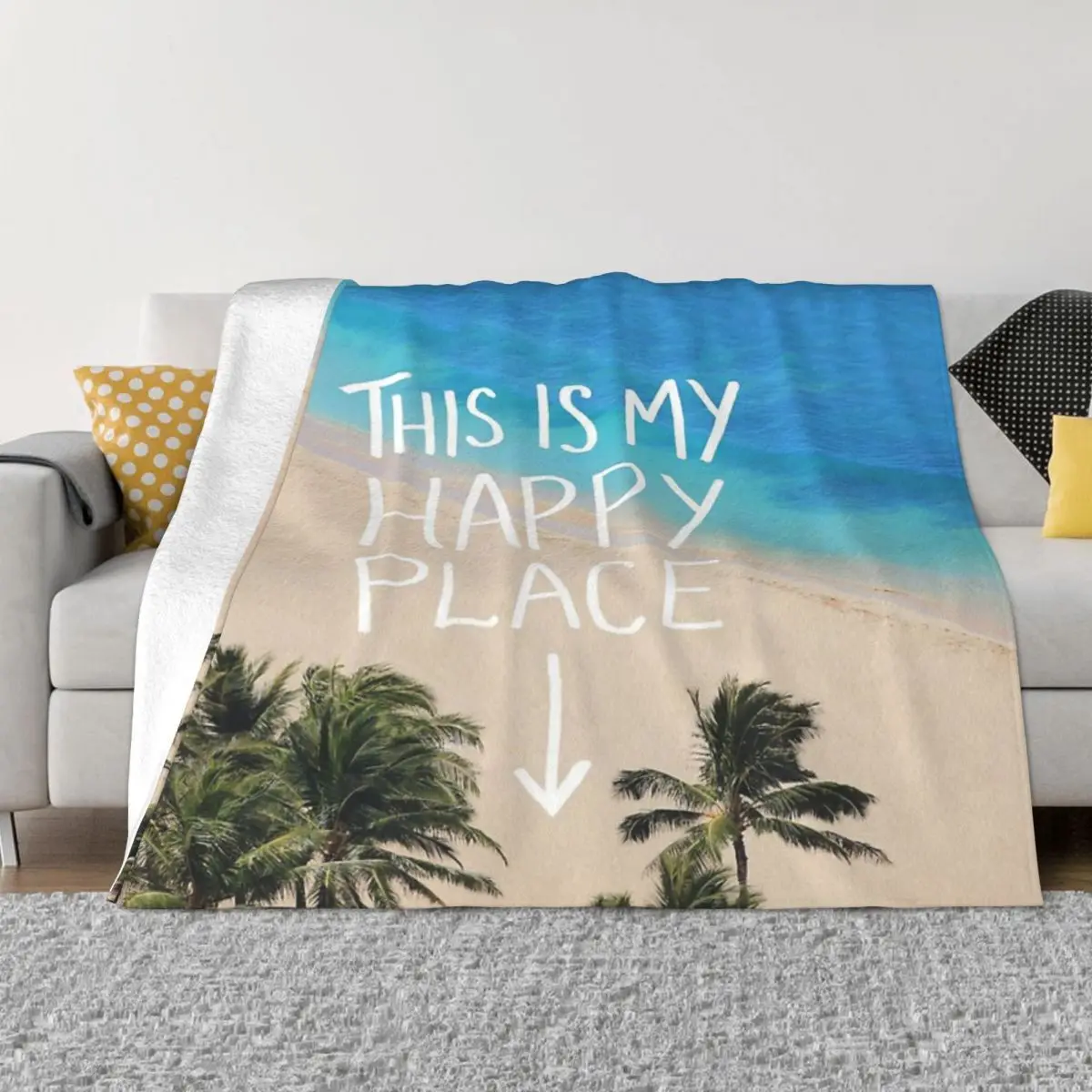 Happy Place - Hawaii Plush Knee Blanket Quilt For Bed Winter Warm Blanket Throw Blanket