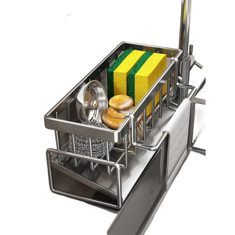 For Kitchen Rack, Rag Storage, Drain Rack, No Punching, Household Dishcloth, Sponge Steel Wire Ball Sink Storage Rack
